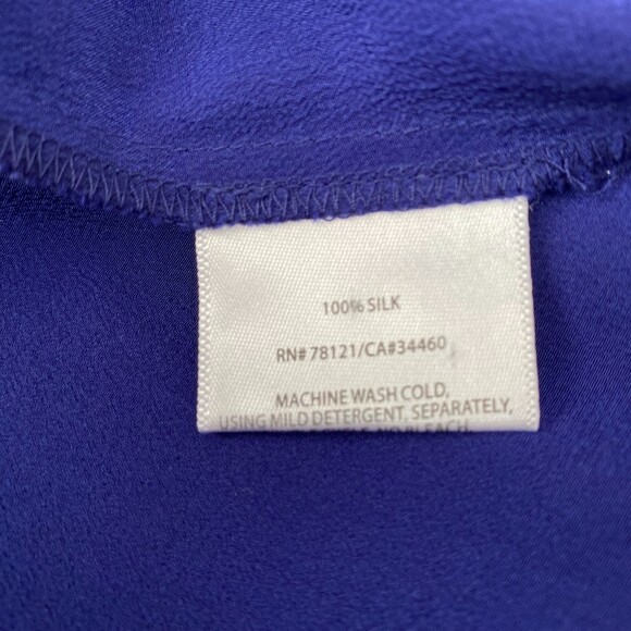 EILEEN FISHER Blue 100% Silk Button Down 3/4 Sleeve Top Size XSmall - Picture 7 of 7